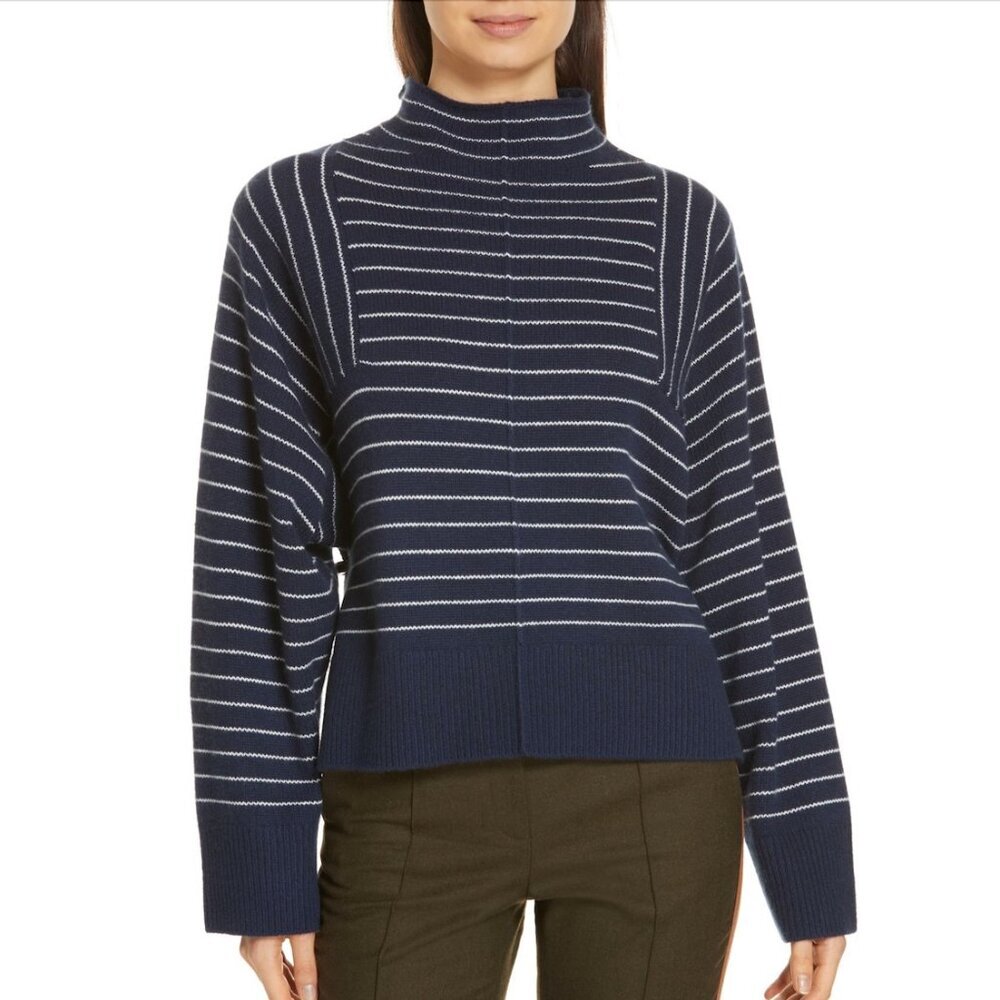 NEW - Nordstrom Collection 100% Cashmere "Side Slit Cashmere Pullover", Navy, L